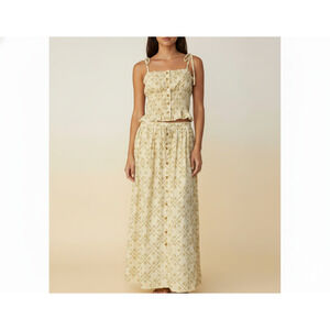 Lalia Flora Top & Maxi Skirt Matching Set - Yellow Plaid - S